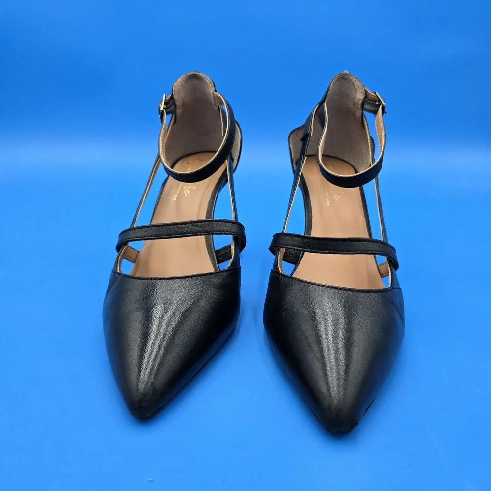 Journee Collection Women's Vallerie Black Leather Pumps Sz 10 Retail $100‎